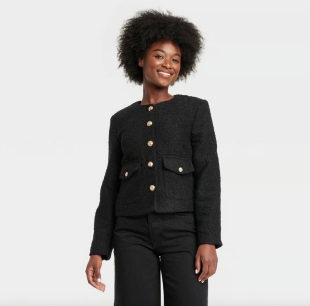 Universal Thread Boucle Gold Button Up Jacket Size XXL Modest Old Money Preppy
